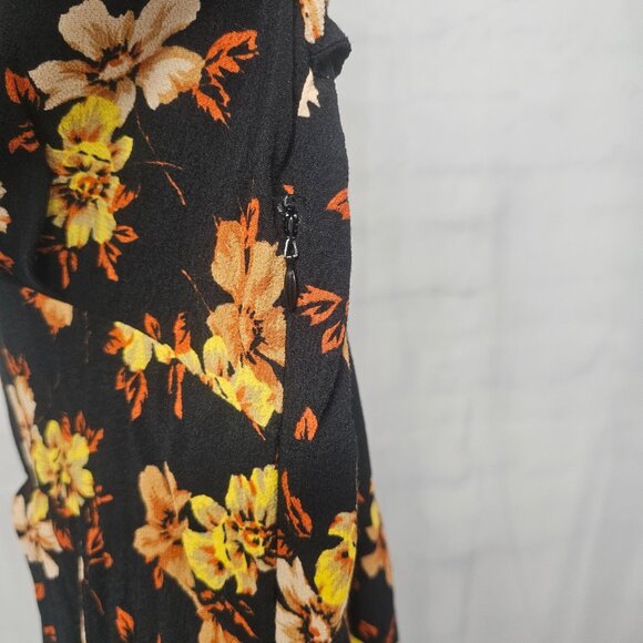 Topshop Dress Maxi Black Yellow Retro Goth Boho Floral Grunge 12 - Picture 5 of 10